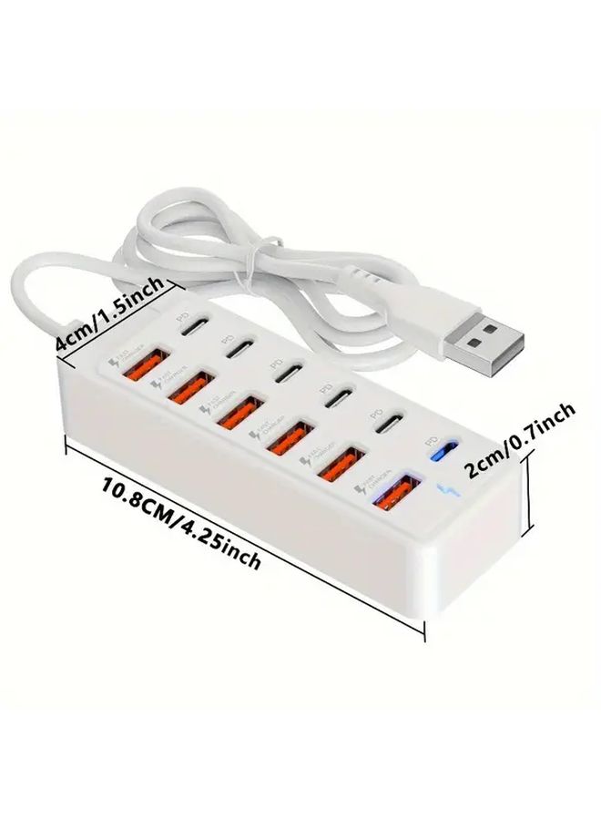 تمت ترقية محطة الشحن السريع USB الأبيض 12 في 1 مع 6 منافذ Type C PD و 6 منافذ USB A بقوة 66 واط لكل منها - Image 3