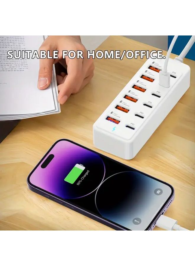 تمت ترقية محطة الشحن السريع USB الأبيض 12 في 1 مع 6 منافذ Type C PD و 6 منافذ USB A بقوة 66 واط لكل منها - Image 5