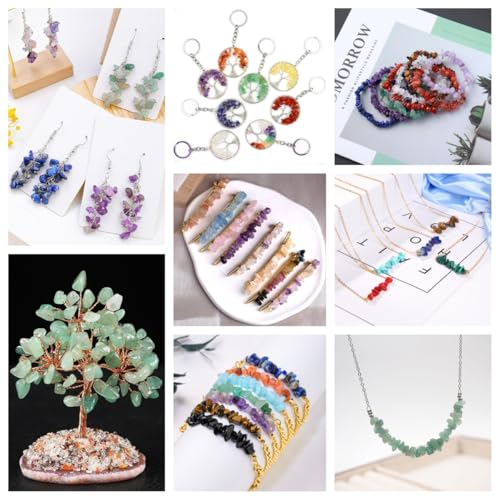 Basigeese 1500pcs Gemstone Chip Beads DIY Jewelry Making, Healing Engry Crystals Polishing Crushed Irregular Shaped Beads with Box (15 Materials) - Image 4