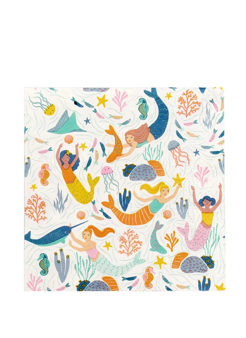 Talking Tables Mermaid & Sea Creatures Paper Napkins - 20 pack