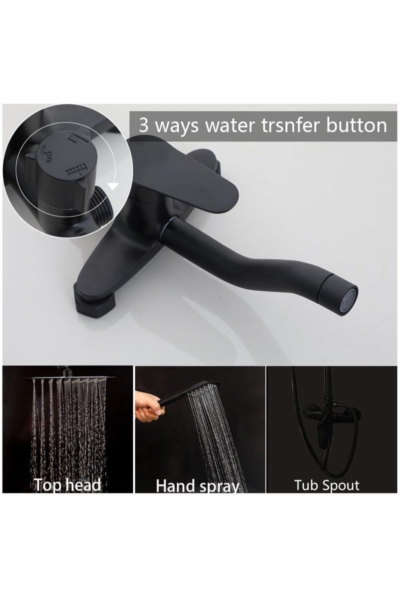 YelaJoy Shower Set, Thermostaticc Shower Faucet Set Wall Mounted Shower Faucet Set Piano and Shower Keys with Bath Spout, Hand Sprayer - Image 3