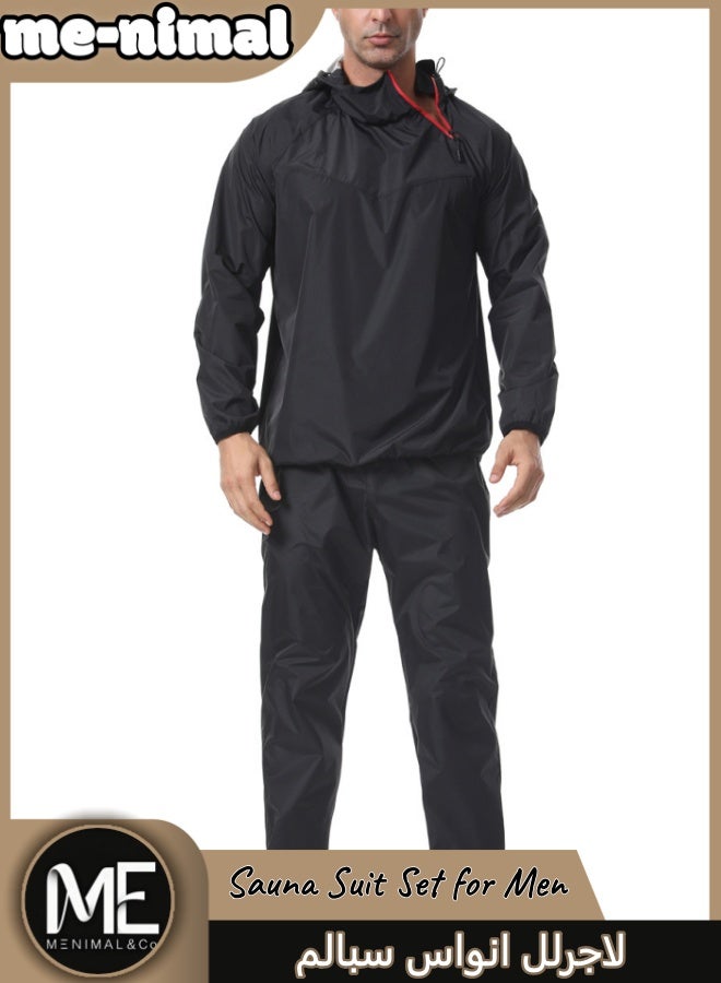 مينيمال بدلة ساونا رجالية  قطعة علوية وسراويل طويلة، بدلة تدريب معززة للتعرق لفقدان الوزن - Image 4