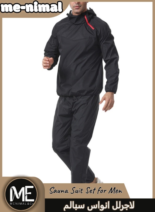 مينيمال بدلة ساونا رجالية  قطعة علوية وسراويل طويلة، بدلة تدريب معززة للتعرق لفقدان الوزن - Image 5