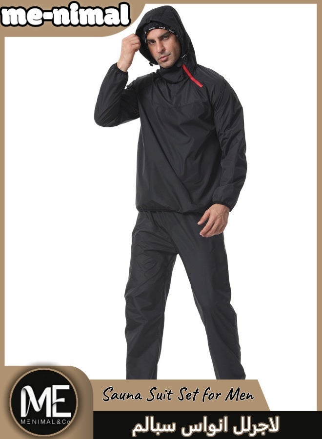 مينيمال بدلة ساونا رجالية  قطعة علوية وسراويل طويلة، بدلة تدريب معززة للتعرق لفقدان الوزن - Image 2