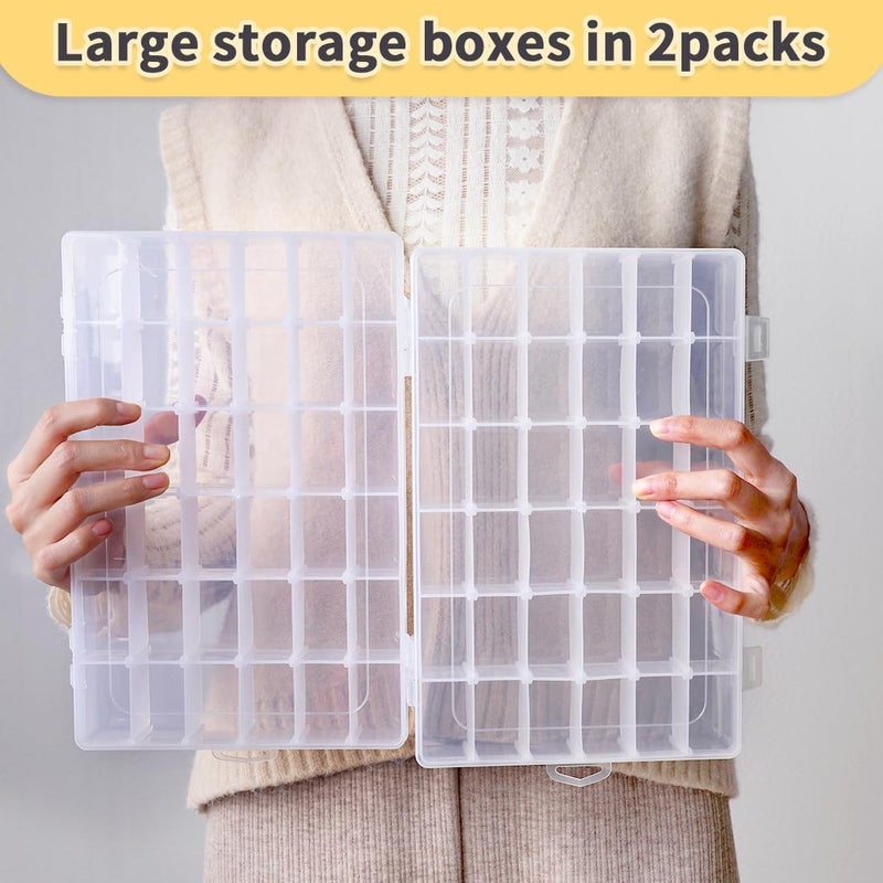 IOOLEEM 36 Grids Plastic Bead Organizer Box, Adjustable Dividers, Sewing storage, Organizer Container Storage Box, Dividers for bead arts and crafts. - Image 3