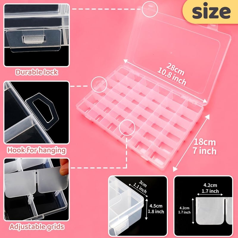 IOOLEEM 36 Grids Plastic Bead Organizer Box, Adjustable Dividers, Sewing storage, Organizer Container Storage Box, Dividers for bead arts and crafts. - Image 2