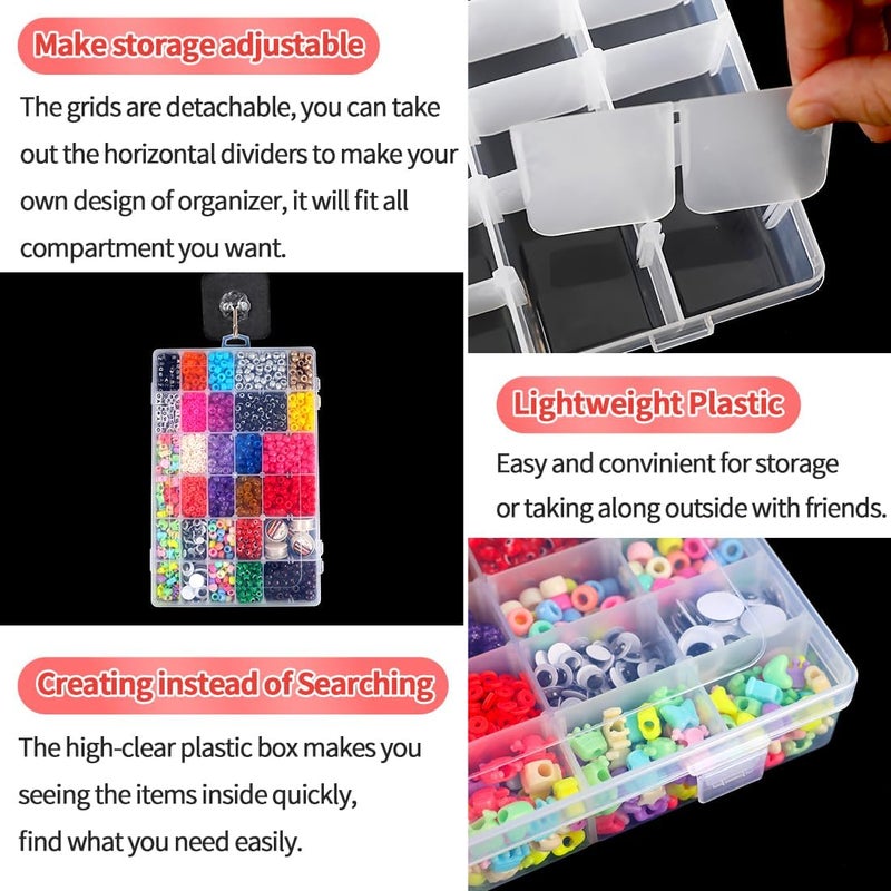 IOOLEEM 36 Grids Plastic Bead Organizer Box, Adjustable Dividers, Sewing storage, Organizer Container Storage Box, Dividers for bead arts and crafts. - Image 4