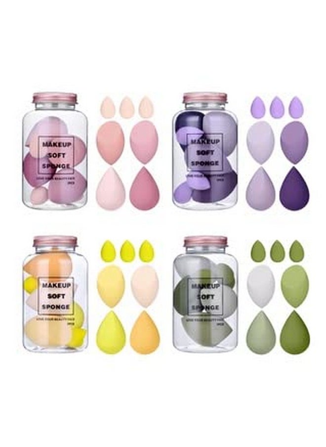 COSLUXE Makeup Sponge Set Beauty Blender with Egg Case, Soft Sponge For Liquid Foundation, Creams, and Powders，Latex Free Wet and Dry Makeup (Multi colors, 4 Big + 3 Mini -7 Pcs set)