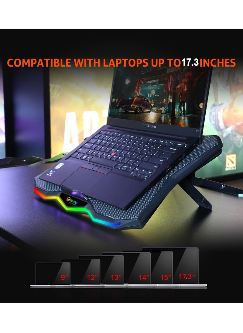 Meetion - CP4040 Laptop Gaming Cooling Pad 9-17.3-Inch XXXL With Fans 2-USB LED Illuminated Lightweight Quick Cooling Aluminum Alloy Grid with 45° Adjustable Stand - Image 1