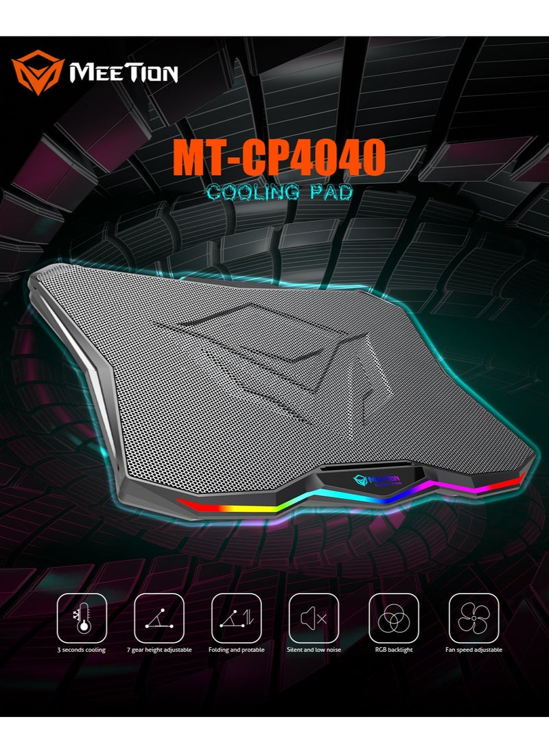 Meetion CP4040 Laptop Gaming Cooling Pad 9-17.3-Inch XXXL With Fans 2-USB LED Illuminated Lightweight Quick Cooling Aluminum Alloy Grid with 45° Adjustable Stand  - Image 2