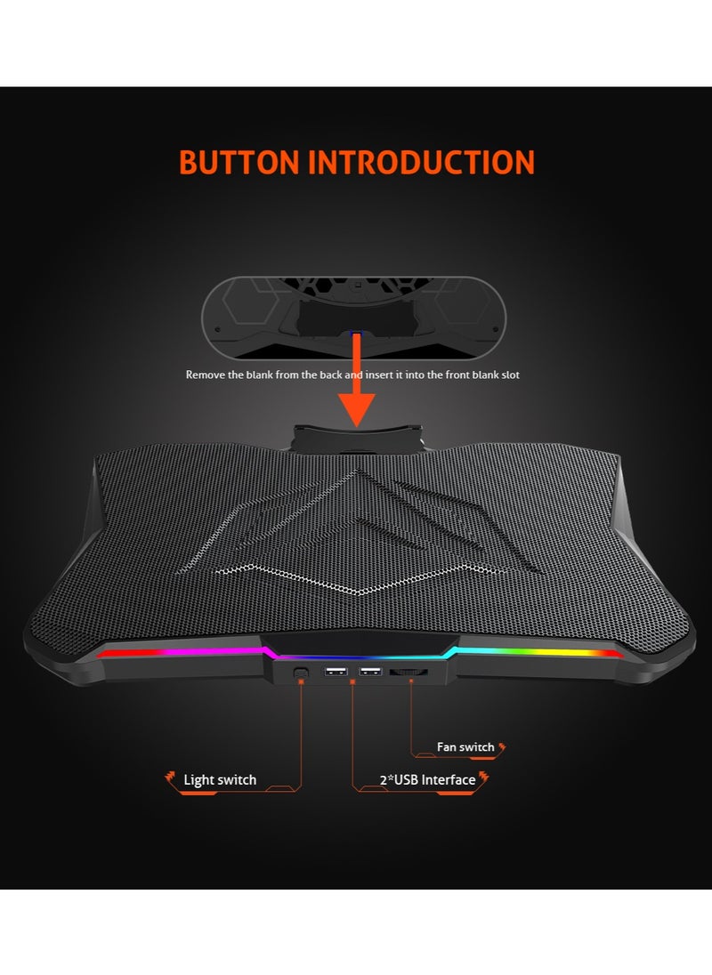 Meetion CP4040 Laptop Gaming Cooling Pad 9-17.3-Inch XXXL With Fans 2-USB LED Illuminated Lightweight Quick Cooling Aluminum Alloy Grid with 45° Adjustable Stand  - Image 4