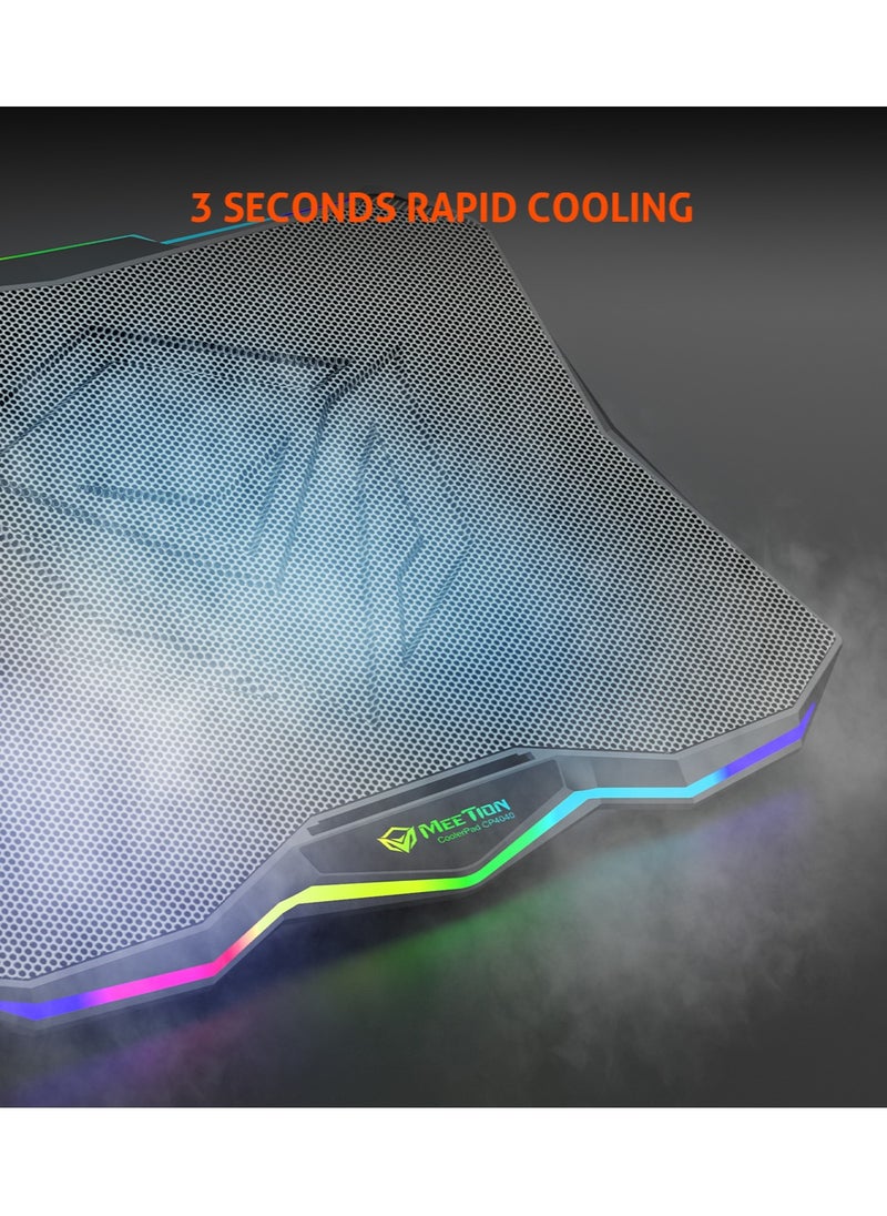 Meetion - CP4040 Laptop Gaming Cooling Pad 9-17.3-Inch XXXL With Fans 2-USB LED Illuminated Lightweight Quick Cooling Aluminum Alloy Grid with 45° Adjustable Stand - Image 1