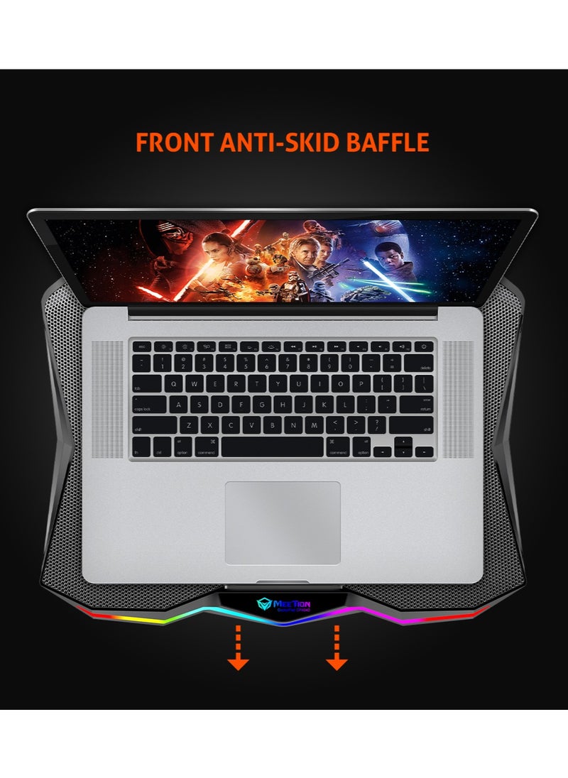 Meetion - CP4040 Laptop Gaming Cooling Pad 9-17.3-Inch XXXL With Fans 2-USB LED Illuminated Lightweight Quick Cooling Aluminum Alloy Grid with 45° Adjustable Stand - Image 1