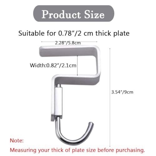 Hdtyyln 2 Pcs Desk Hook, Student Desktop Nail-Free Hook, Table Hook for Schoolbag, Space Aluminium Alloy, Hanger Hooks for Bag Purse Clothes Backpack Holder, Suitable for 2 cm/0.78" Thick Plate - Image 2