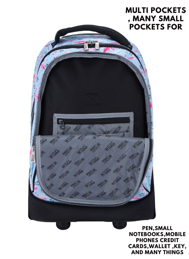 Wires 3 Piece Kids School Trolley Bag laptop compartment Big Wheels With Lunch bag & Pencil Case  - Image 3