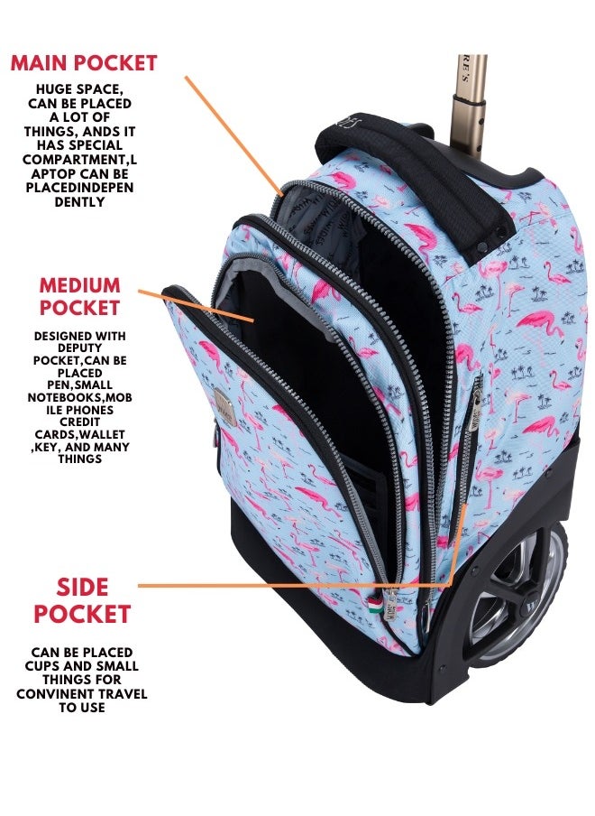 Wires 3 Piece Kids School Trolley Bag laptop compartment Big Wheels With Lunch bag & Pencil Case  - Image 4