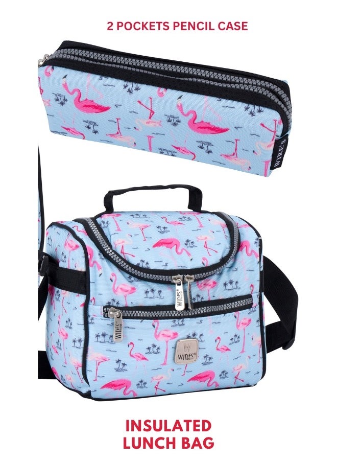 Wires 3 Piece Kids School Trolley Bag laptop compartment Big Wheels With Lunch bag & Pencil Case  - Image 5