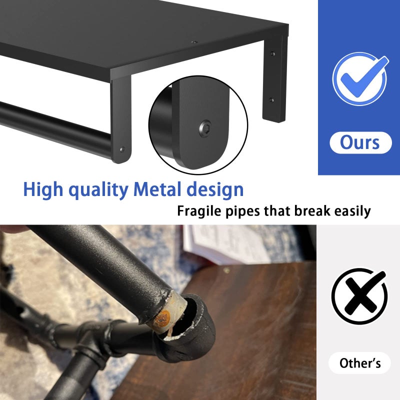 Audmore Wall Mounted Clothes Rack with Top Shelf, 41'' Industrial Clothing Rack Heavy Duty, Metal Shelf with Hanging Rod, Garment Rack Laundry Room Shelves, Space Saving - Image 5