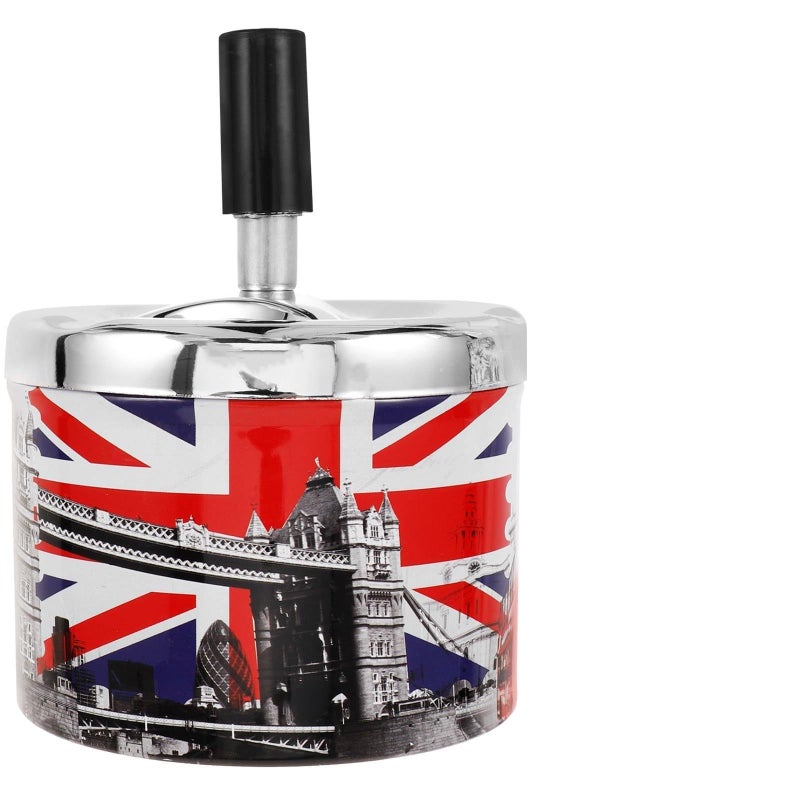 Stainless Steel Windproof Ashtray With Rotatable Lid And Automatic Extinguishing For Home Outdoor - Image 2
