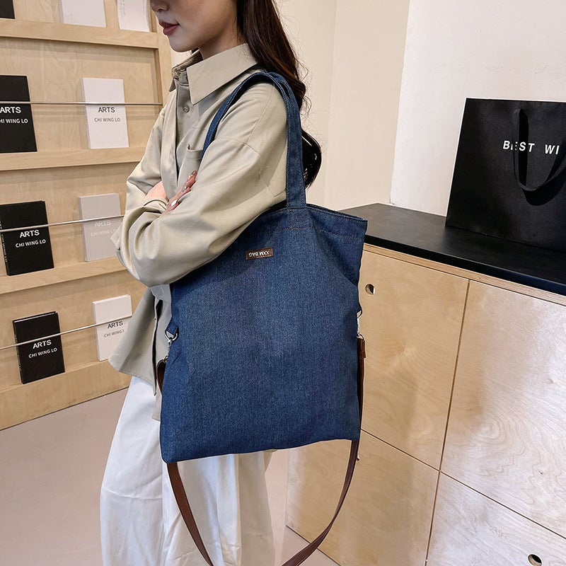 Vintage Artistic Embroidered Denim Bag Instagram Style Fashionable Campus All-Match Shoulder Bag Japanese Style Casual Crossbody Bucket Bag - Image 5