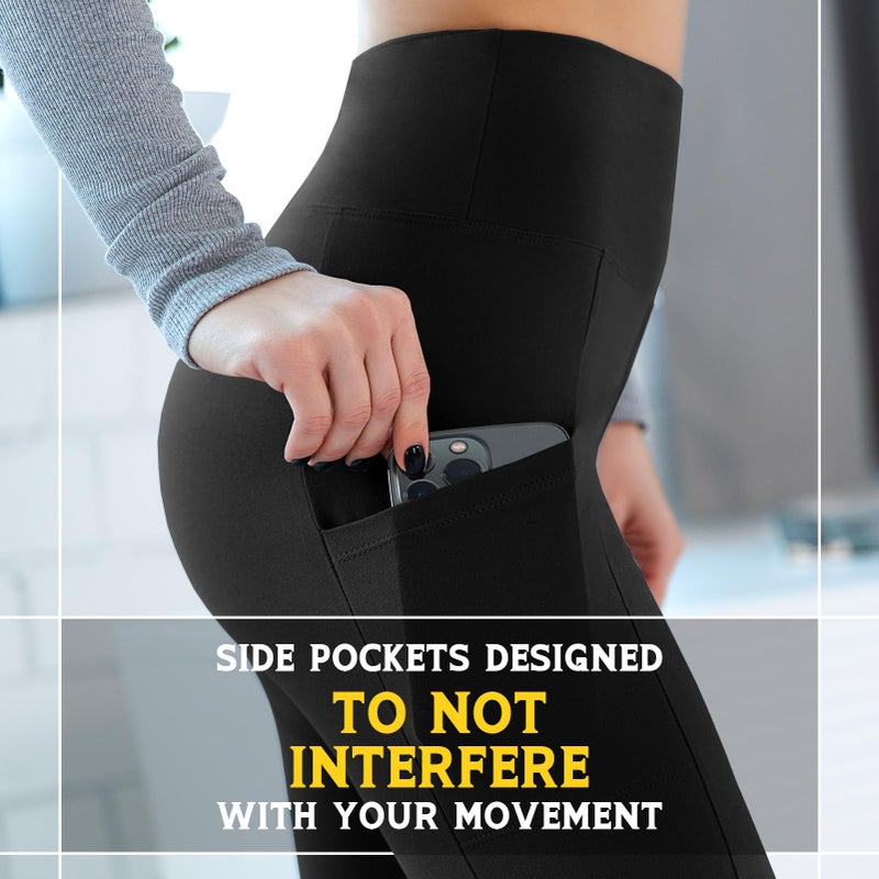 Walifrey Leggings with Pockets for Women 3 Pack, High Waist Womens Leggings (Black XXL) - Image 5
