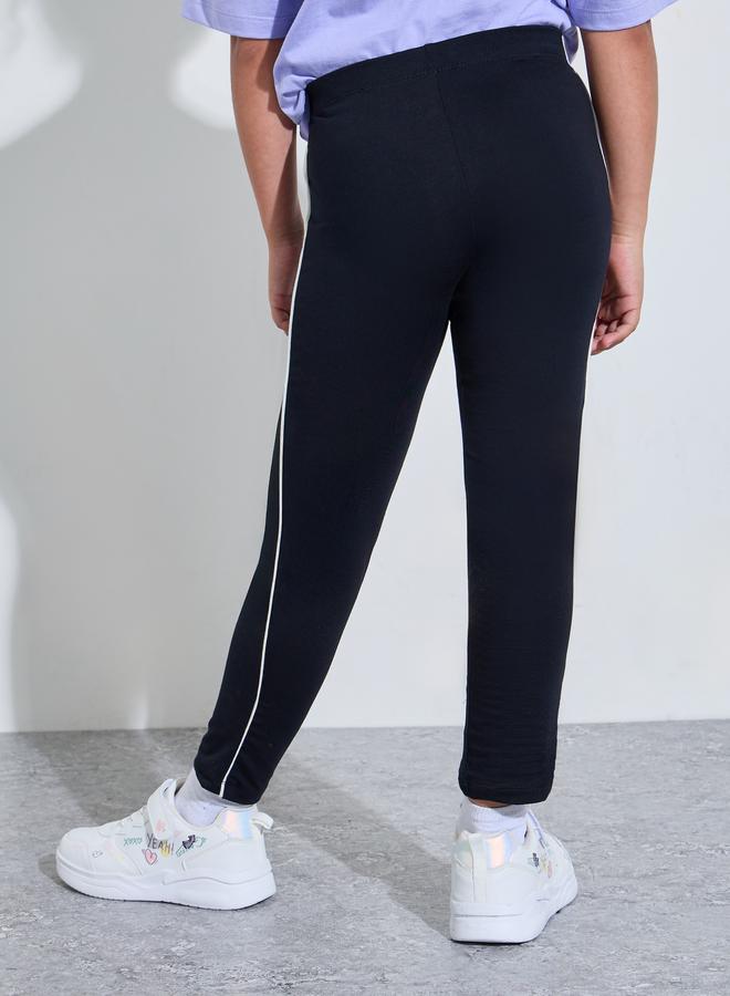 Styli Teen Girls Black Side Stripe Full-Length Leggings - Image 4