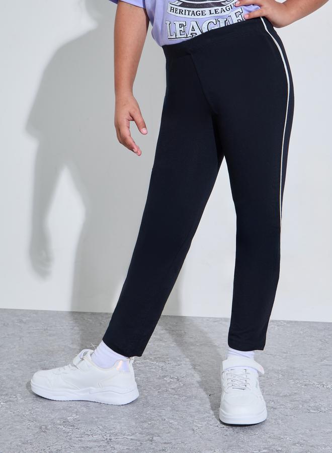 Styli Teen Girls Black Side Stripe Full-Length Leggings - Image 1