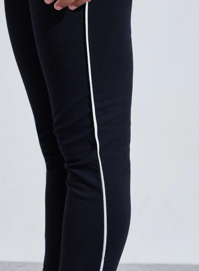 Styli Teen Girls Black Side Stripe Full-Length Leggings - Image 3