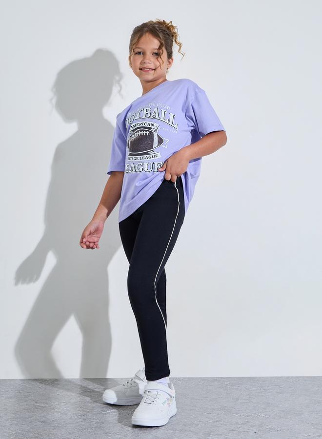 Styli Teen Girls Black Side Stripe Full-Length Leggings - Image 2