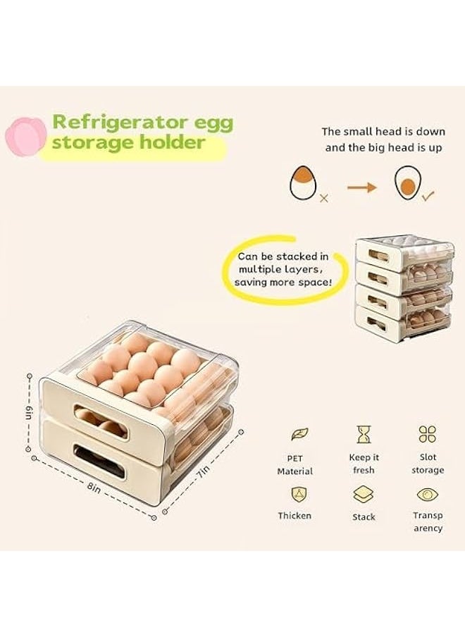 Generic Clear 32 Egg Holder for Fridge, Egg Container for Refrigerator, Egg organizer for refrigerator, Egg storage Egg dispenser for Refrigerator with Drawers, Stackable Egg Tray(2 Layer)  - Image 4