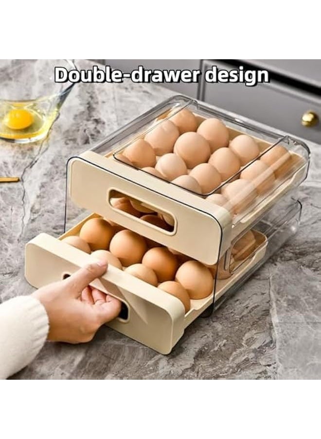 Generic Clear 32 Egg Holder for Fridge, Egg Container for Refrigerator, Egg organizer for refrigerator, Egg storage Egg dispenser for Refrigerator with Drawers, Stackable Egg Tray(2 Layer)  - Image 2