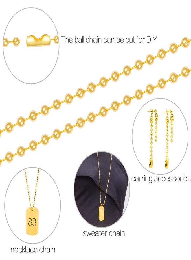 SUMERSHA 30pcs Ball Bead Chain, 24 inches Gold Plated Metal Ball Necklace 2.4mm Bead Adjustable Pull Chain Extension with Matching Connector Jewelry Findings - Image 5