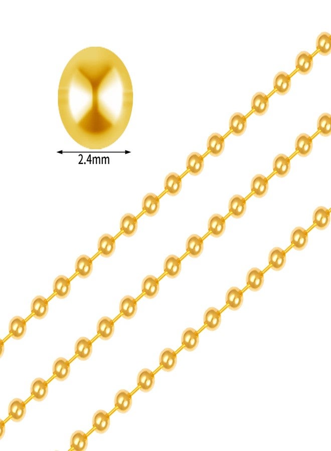 SUMERSHA 30pcs Ball Bead Chain, 24 inches Gold Plated Metal Ball Necklace 2.4mm Bead Adjustable Pull Chain Extension with Matching Connector Jewelry Findings - Image 2