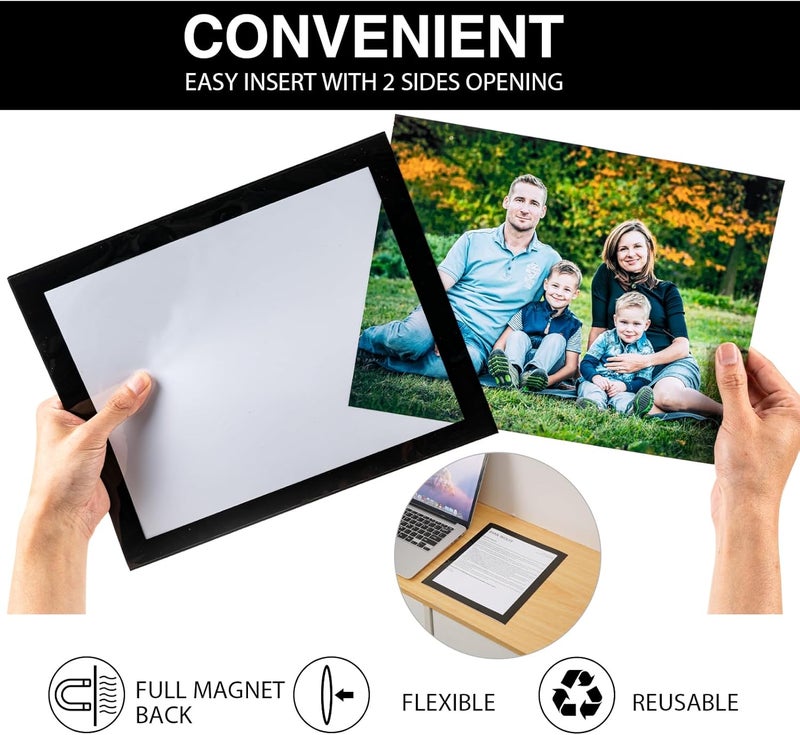 STTMGN Magnetic Picture Frames with Black Border(Suitable for Letter Size 8.5"X11" or 8"X10" Photos,12 Pack),Magnet Frame Pockets/Holder,Decorations for Home/Office/School/Classroom/Party - Image 4