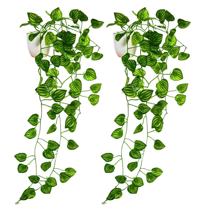 fancymart Artificial Vine Plant Falling with Pot: Pack of 2 (Natural Touch & Feel) - Home and Office Decor with Small Size Pot (45 x 17 x 7 CM) - Image 1