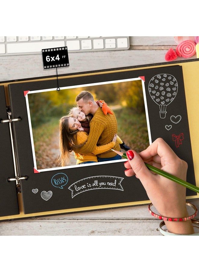 Firbon Ook Firbon Handmade Diy Family Photo Albums Couples Memory Book Black Page Scrap Book For Anniversary, Christmas, Valentine'S Day, Birthday (Black) - Image 3
