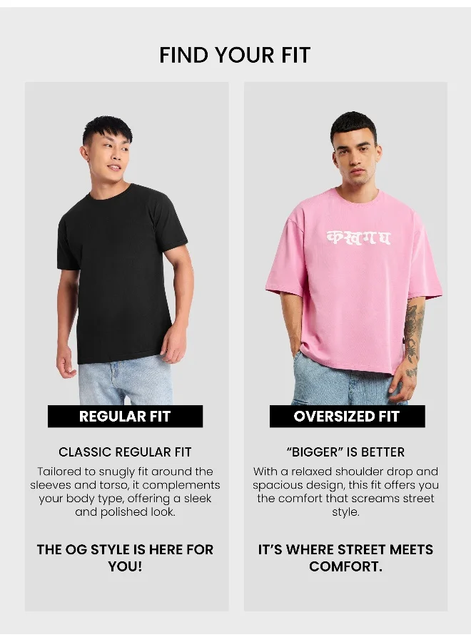 Beyoung Pink Ma Da Fa Ka Puff Print Oversized T-Shirt
