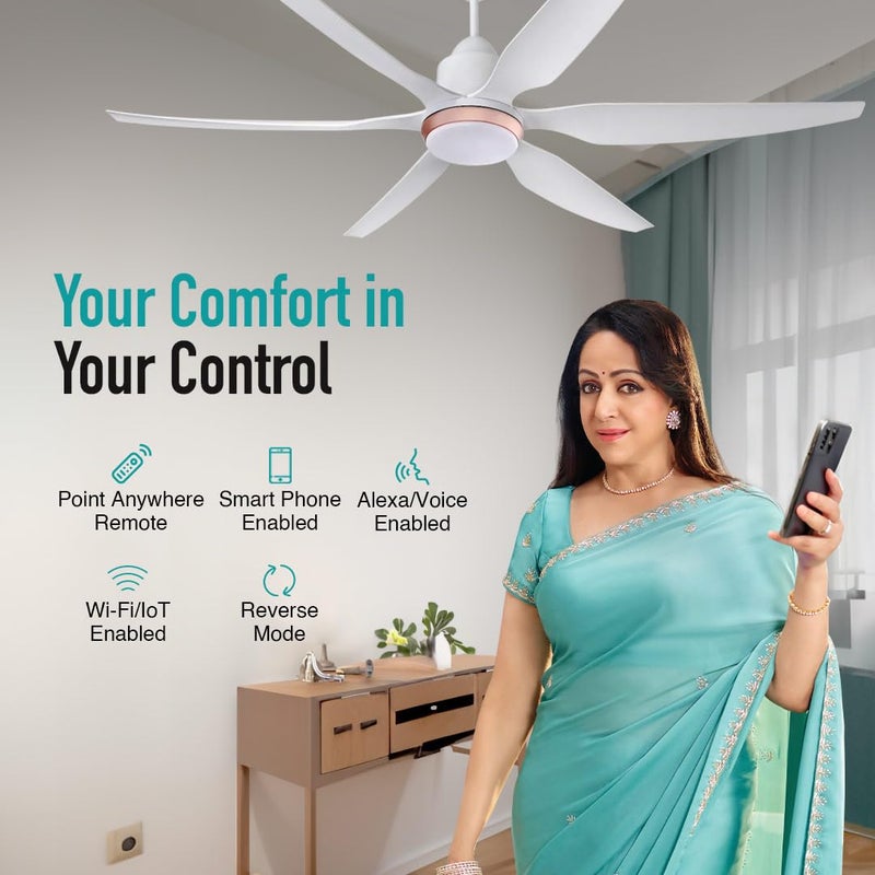 KUHL KUHL Galaxis G6 1670 mm 65 Power Saving BLDC Ceiling Fan BEE 5 Star Rated High Air Flow 5 Year Warranty on Motor Free Installation IoT Operate via Mobile Alexa White  - Image 4