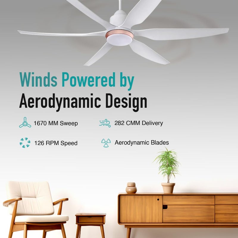 KUHL KUHL Galaxis G6 1670 mm 65 Power Saving BLDC Ceiling Fan BEE 5 Star Rated High Air Flow 5 Year Warranty on Motor Free Installation IoT Operate via Mobile Alexa White  - Image 5