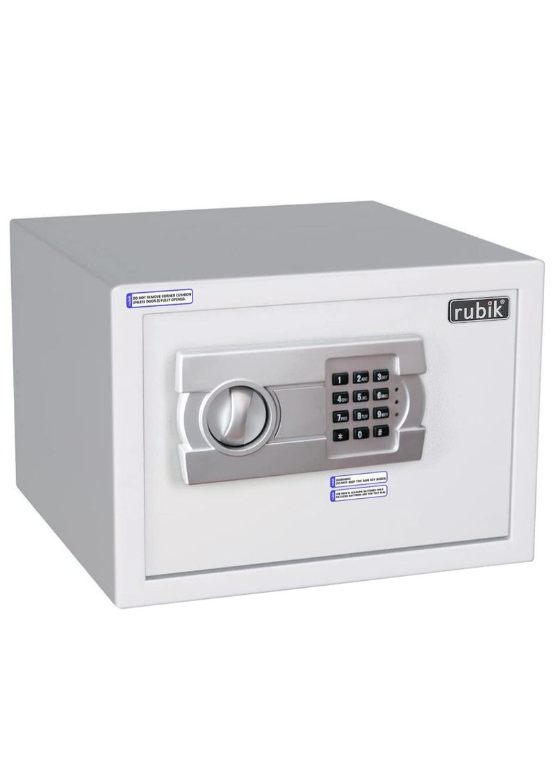 Rubik A4 Document Size Safe Box Locker Security Safety Deposit With Key and Keypad Keyless Entry (25x35x25cm) White - Image 1