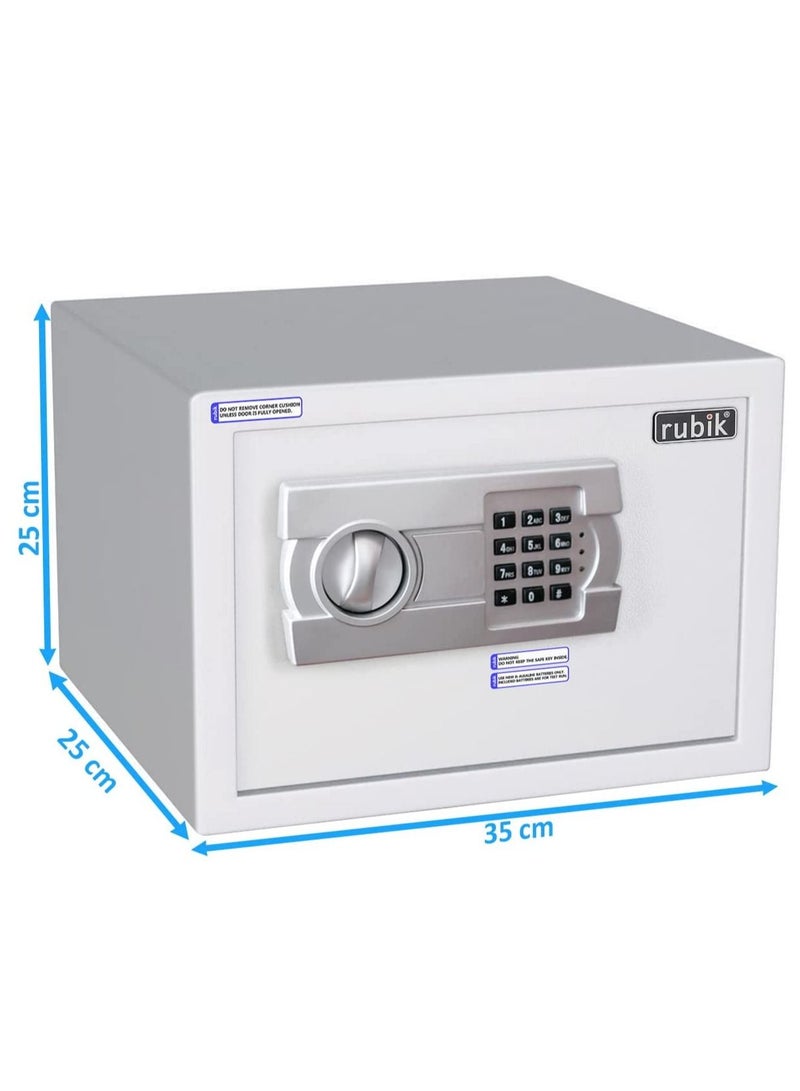 Rubik A4 Document Size Safe Box Locker Security Safety Deposit With Key and Keypad Keyless Entry (25x35x25cm) White - Image 3