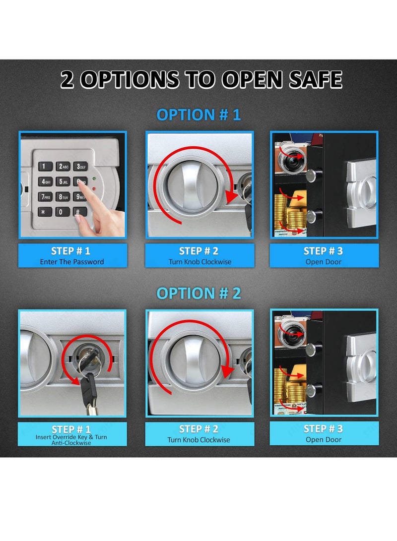 Rubik A4 Document Size Safe Box Locker Security Safety Deposit With Key and Keypad Keyless Entry (25x35x25cm) White - Image 4