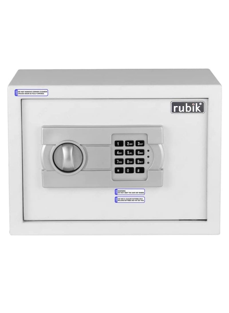 Rubik A4 Document Size Safe Box Locker Security Safety Deposit With Key and Keypad Keyless Entry (25x35x25cm) White - Image 5