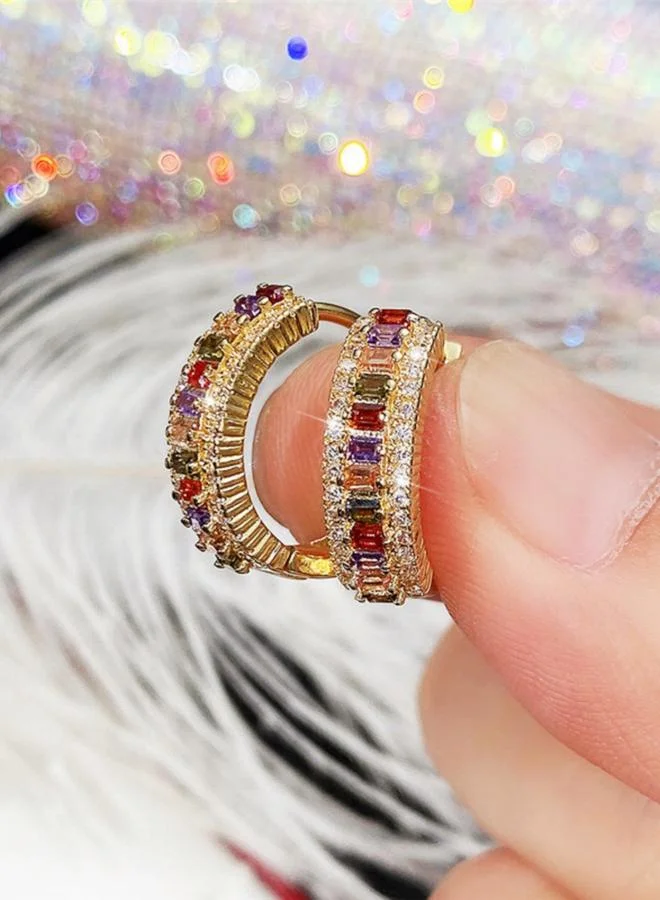 Take Two Embellished Gemstone Hoop Earrings