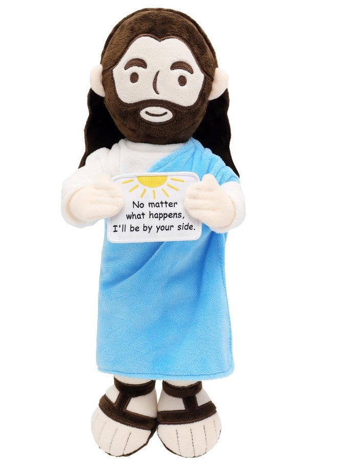 Yelakey Jesus Plush 13.4 inch Stuffed Jesus Doll with Positive Card Religious Easter Gift for Kids, Baptism, Sunday School (Blue) - Image 1