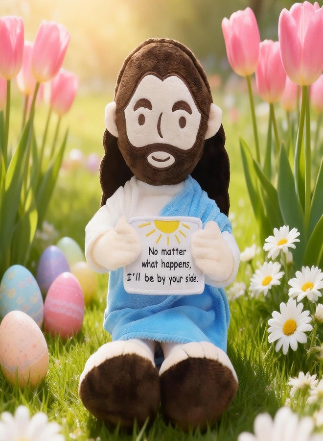 Yelakey Jesus Plush 13.4 inch Stuffed Jesus Doll with Positive Card Religious Easter Gift for Kids, Baptism, Sunday School (Blue) - Image 2