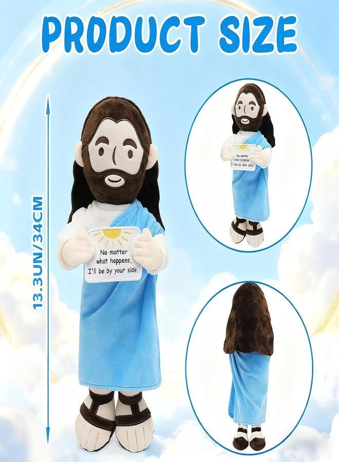 Yelakey Jesus Plush 13.4 inch Stuffed Jesus Doll with Positive Card Religious Easter Gift for Kids, Baptism, Sunday School (Blue) - Image 5
