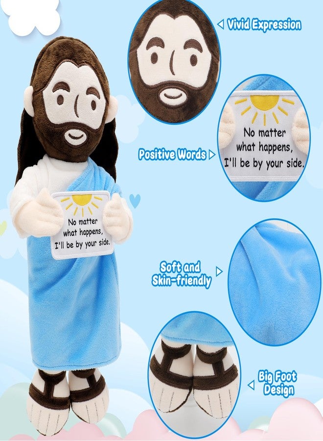 Yelakey Jesus Plush 13.4 inch Stuffed Jesus Doll with Positive Card Religious Easter Gift for Kids, Baptism, Sunday School (Blue) - Image 4