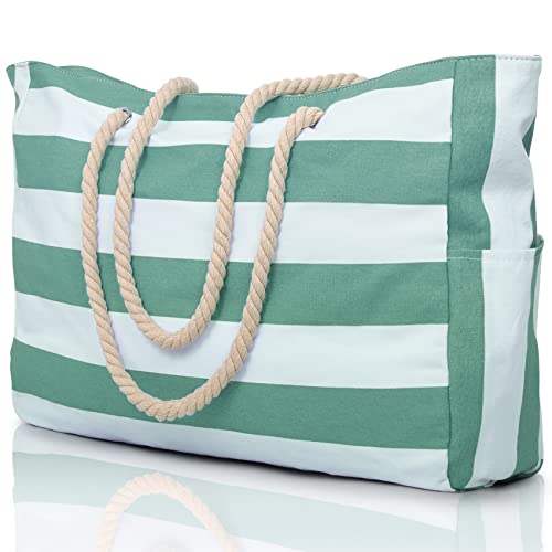 Becokan Beach Bags for Women Large Waterproof Beach Tote Bag Zipper Beach Bags Waterproof Sandproof Swim Pool Bag Large Tote - Image 1
