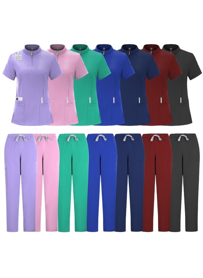 Loquat Womens Medical Scrubs Set Medical Uniform Set Royal Blue - Image 4